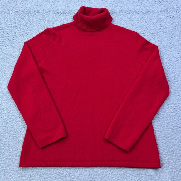 Pursuits LTD Sweater Women's L 100% Cashmere Turtleneck Red Christmas Cozy Top - Picture 1 of 7